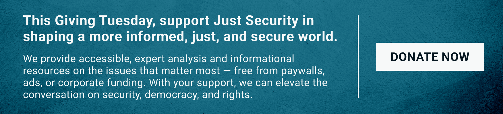 This Giving Tuesday, support Just Security in shapign a more informed, just, and secure world.