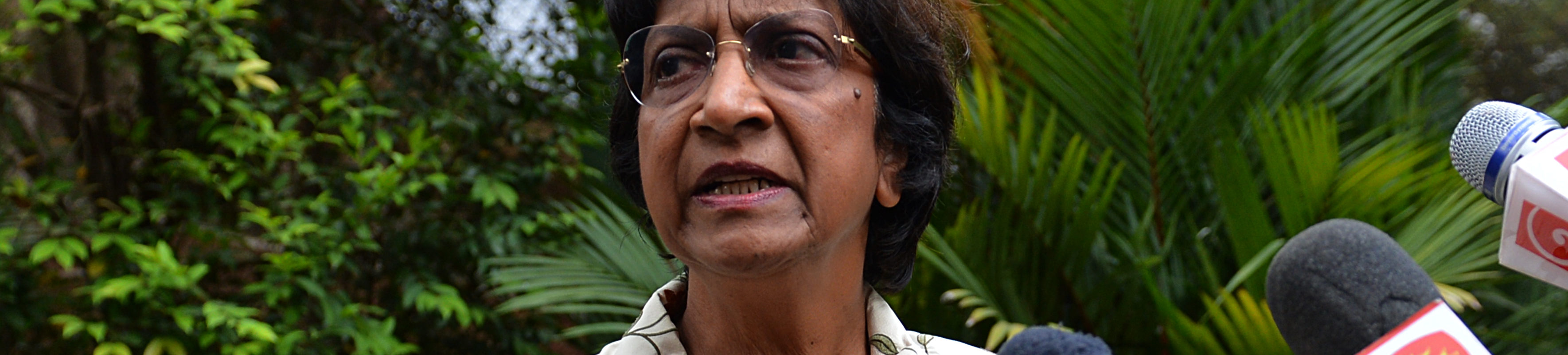 UN human rights chief Navi Pillay speaks to reporters at a Sri Lankan hotel in Colombo on August 25, 2013.